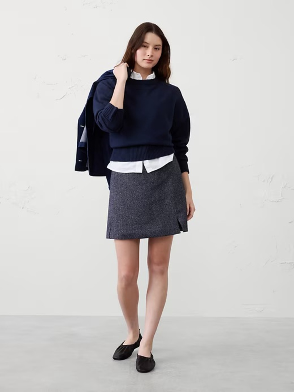 Banana Republic Navy and Heather Gray Mini Skirt 12P